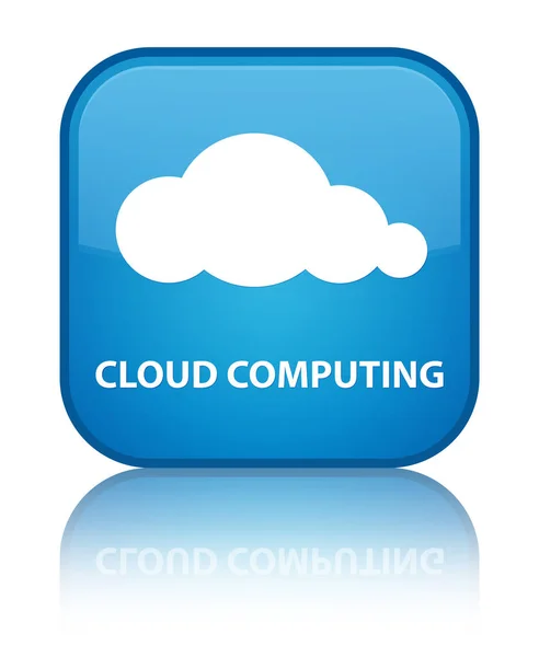 Cloud computing speciale pulsante quadrato blu ciano — Foto Stock