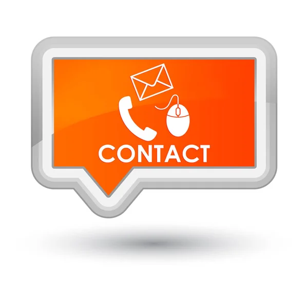 Kontakt (e-mail a myši ikonu telefonu) oranžové hlavní nápis tlačítko — Stock fotografie