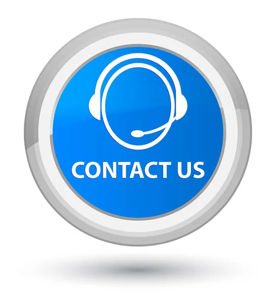 Skontaktuj się z nami (ikona opieka klienta) premiera cyan niebieski okrągły przycisk — Zdjęcie stockowe