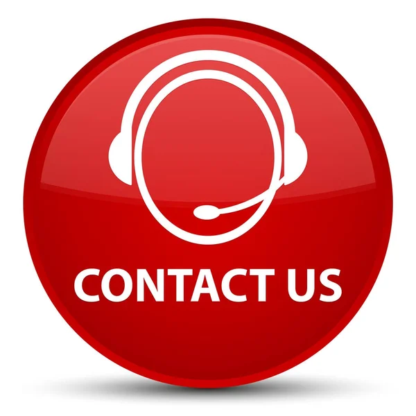 Επικοινωνήστε μαζί μας (εικονίδιο φροντίδα πελατών) ειδικό κόκκινο στρογγυλό κουμπί — Φωτογραφία Αρχείου