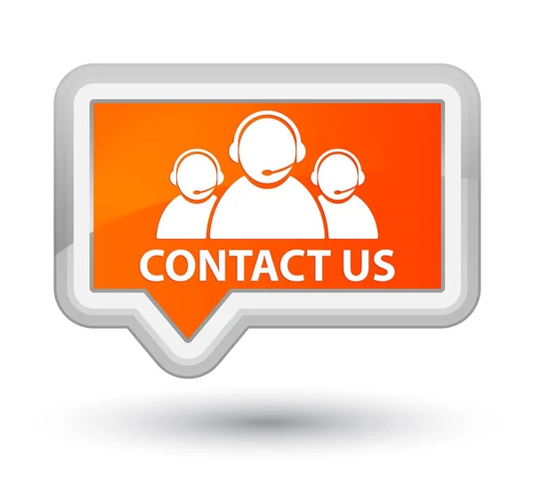 Contacte-nos (ícone da equipe de atendimento ao cliente) botão banner laranja principal — Fotografia de Stock