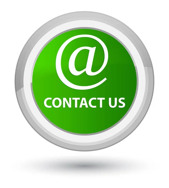 Contacte-nos (ícone de endereço de e-mail) botão redondo verde principal — Fotografia de Stock