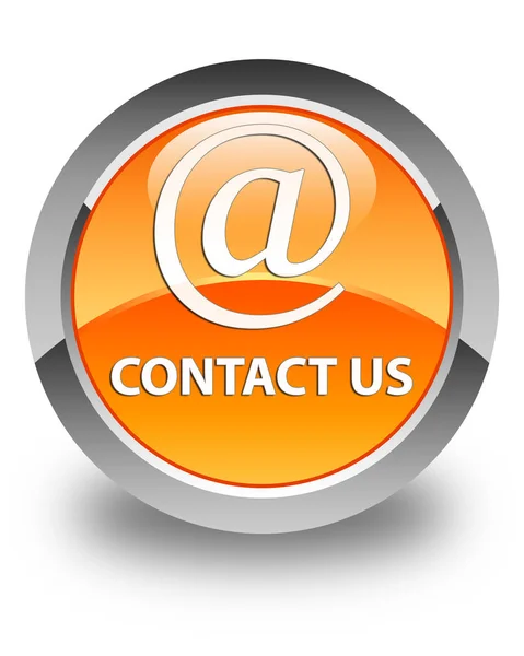 Contacte-nos (ícone de endereço de e-mail) botão redondo laranja brilhante — Fotografia de Stock