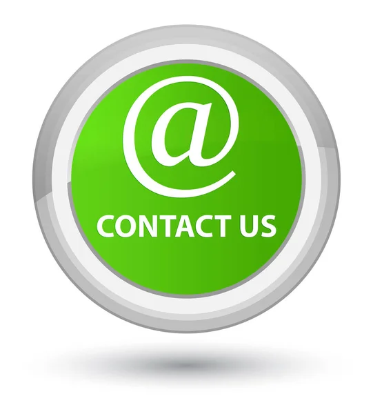 Contacte-nos (ícone de endereço de e-mail) botão redondo verde suave — Fotografia de Stock