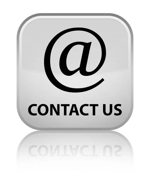 Contacte-nos (ícone de endereço de e-mail) botão quadrado branco especial — Fotografia de Stock