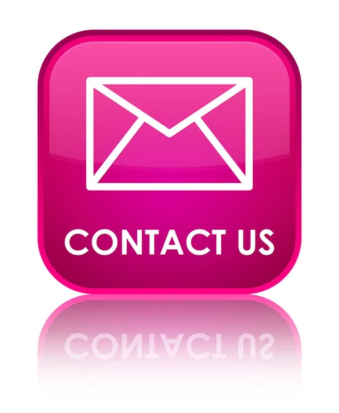 Contacte-nos (ícone de e-mail) botão quadrado rosa especial — Fotografia de Stock