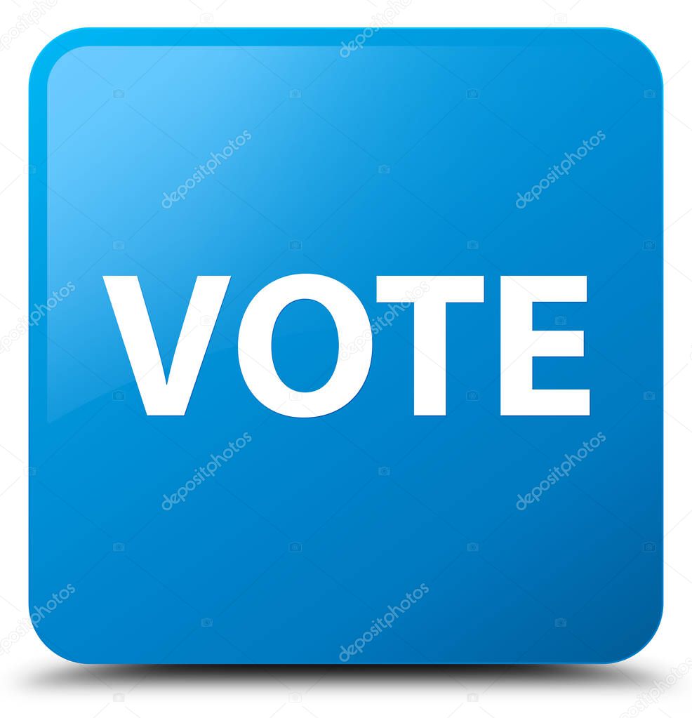 Vote cyan blue square button