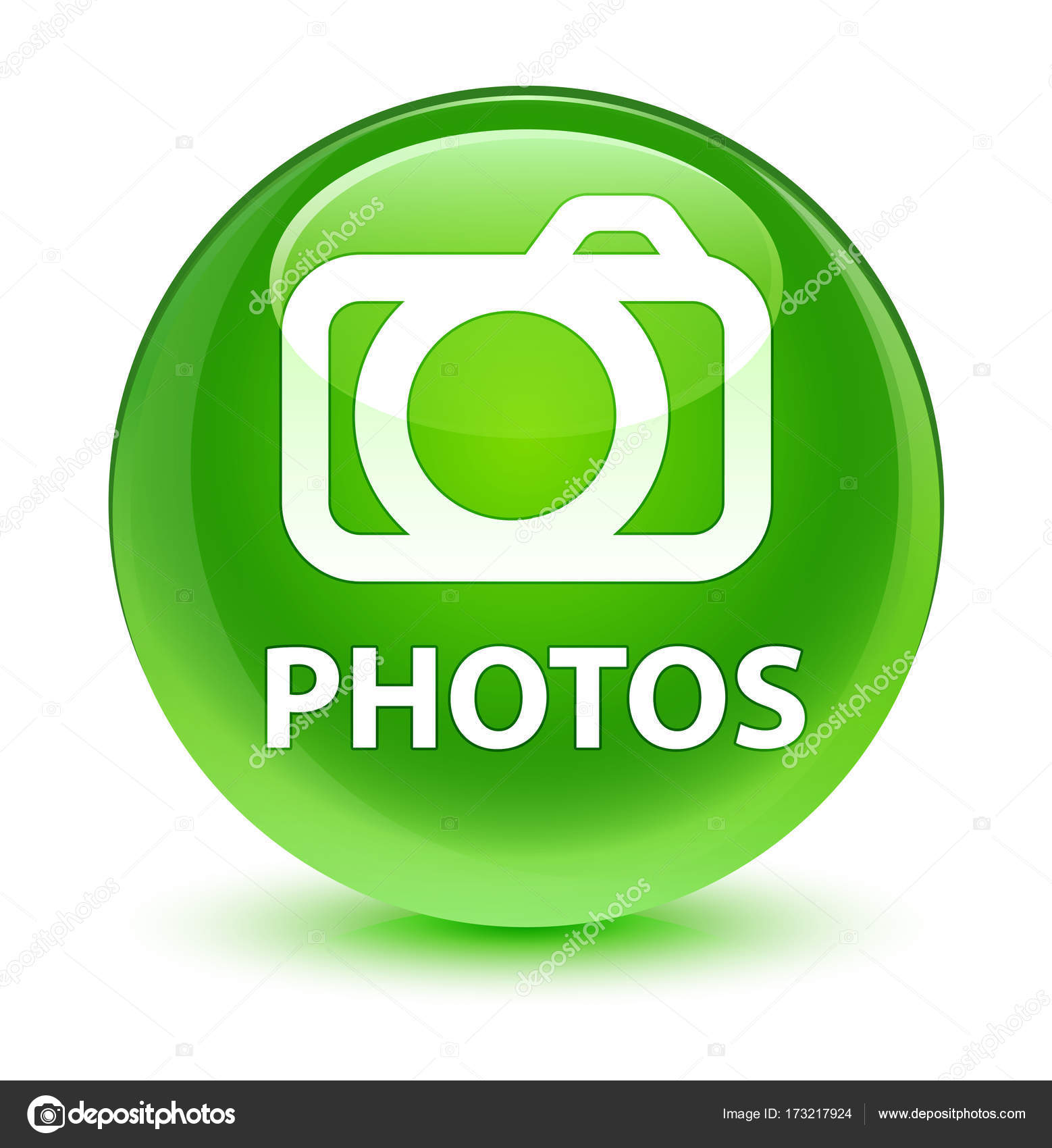 Photos (camera icon) glassy green round button — Stock Photo © FR