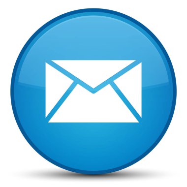 E-posta kutsal kişilerin resmi özel camgöbeği mavi yuvarlak düğme