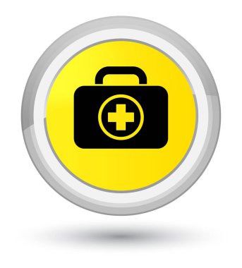 İlk yardım kiti kutsal kişilerin resmi ana sarı yuvarlak düğme
