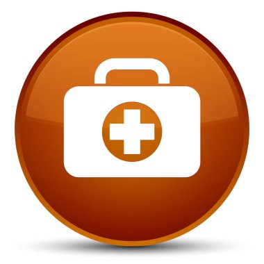 İlk yardım çantasında kutsal kişilerin resmi özel kahverengi yuvarlak düğme