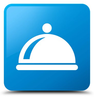 Yiyecek çanak kutsal kişilerin resmi camgöbeği mavi kare düğme