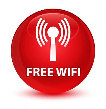Ücretsiz wifi (wlan ağ) cam gibi kırmızı yuvarlak düğmesi
