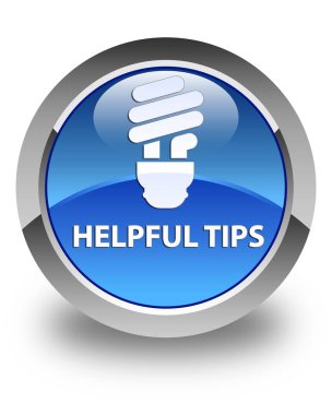 Yararlı ipuçları (ampul simgesi) parlak mavi yuvarlak düğmesi