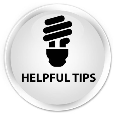 Yararlı ipuçları (ampul simgesi) premium beyaz yuvarlak düğmesi