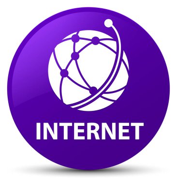 Internet (küresel ağ simgesini) mor yuvarlak düğmesi