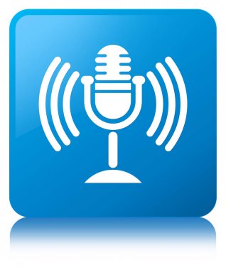 Mikrofon simgesi mavi mavi kare düğme