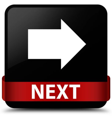 Sonraki siyah kare düğme kırmızı kurdele orta