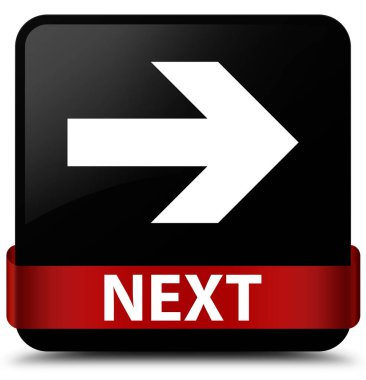 Sonraki siyah kare düğme kırmızı kurdele orta