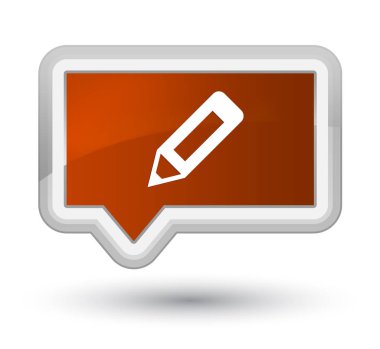 Kalem simgesi ilk kahverengi banner buton