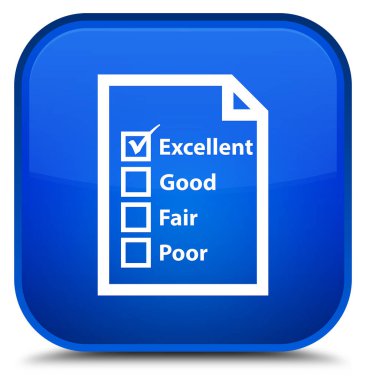 Soru formu kutsal kişilerin resmi özel mavi kare düğme