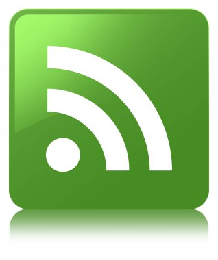 RSS simgesi yumuşak yeşil kare düğme