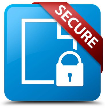 (Belge sayfa asma kilit simgesi) camgöbeği güvenli kare düğme kırmızı mavi 