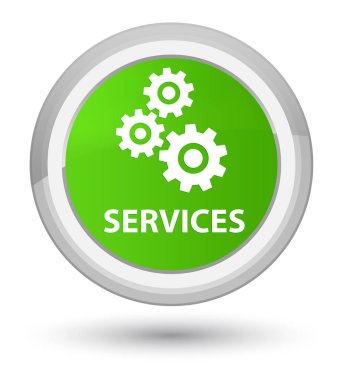 Yumuşak yeşil yuvarlak düğmeye hizmetleri (vites simgesi) asal