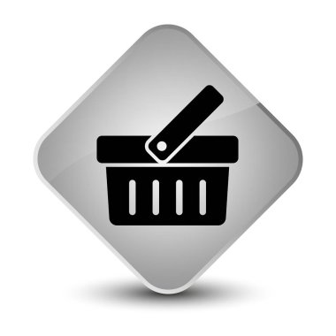 Alışveriş sepeti simgesini zarif beyaz elmas düğmesi