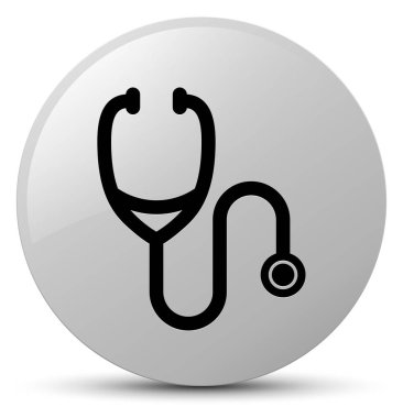 Stetoskop simgesi Beyaz yuvarlak düğmesi