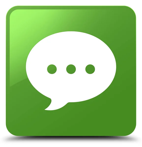 Ikon percakapan tombol persegi hijau lembut — Stok Foto