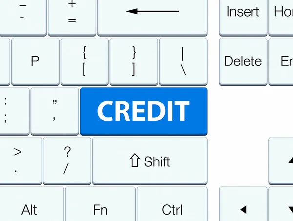 Kredi mavi klavye düğme — Stok fotoğraf