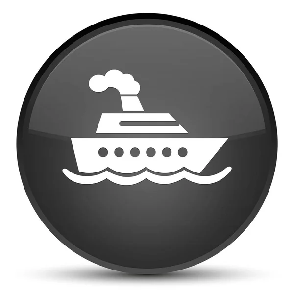 Cruise schip speciale zwarte ronde knoop van het pictogram — Stockfoto