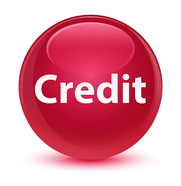 Kreditní sklovité růžové kulaté tlačítko — Stock fotografie