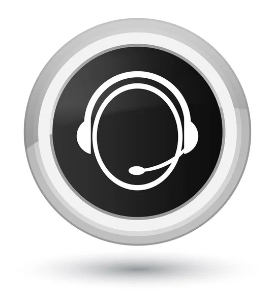 Servizio clienti icona primo pulsante rotondo nero — Foto Stock