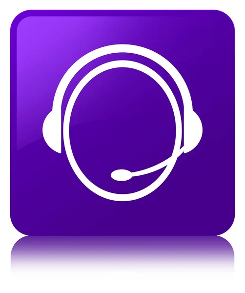 Піктограма служби обслуговування клієнтів фіолетова квадратна кнопка — стокове фото