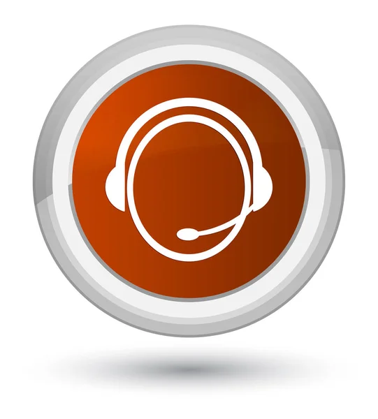 Müşteri bakım hizmeti kutsal kişilerin resmi ana kahverengi yuvarlak düğme — Stok fotoğraf