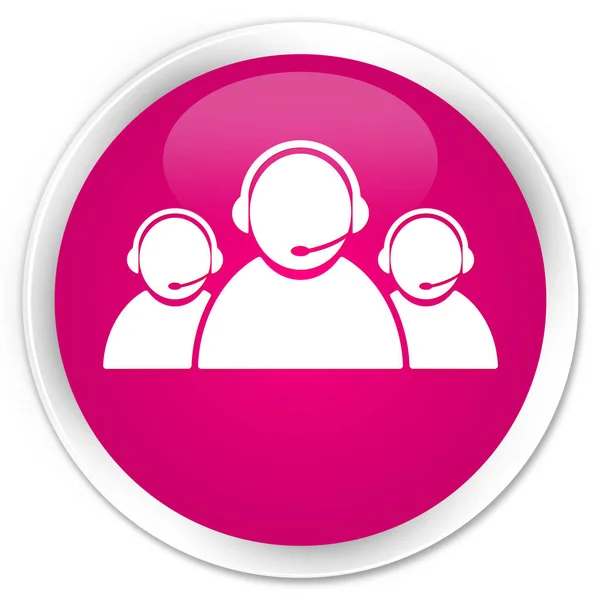 Customer care team icon premium pink round button