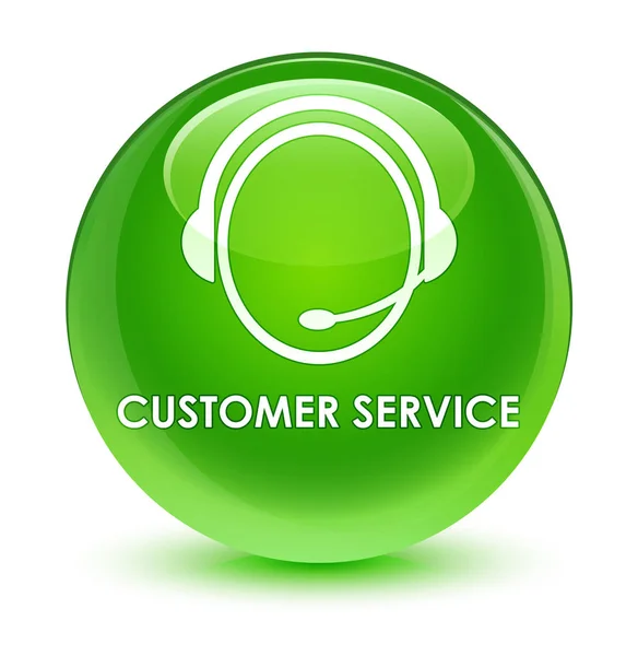Servicio al cliente (icono de atención al cliente) botón redondo verde vidrioso — Foto de Stock