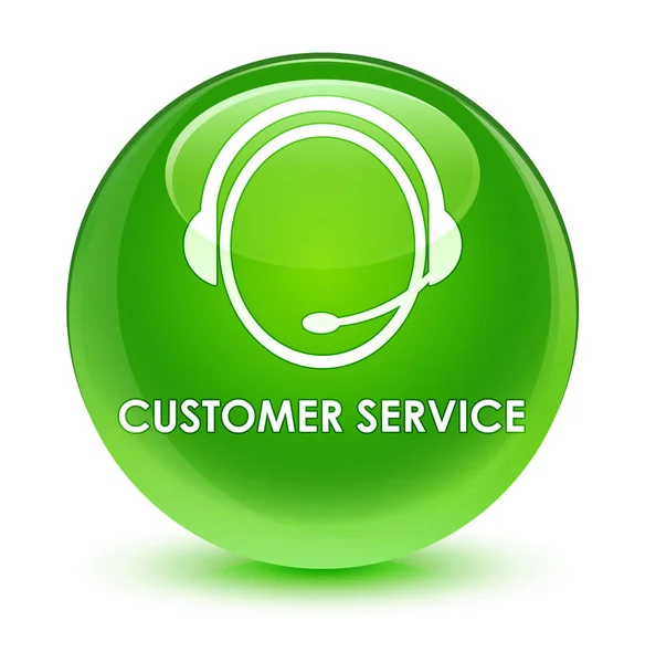 Customer service (customer care icon) glassy green round button — Stock Photo, Image