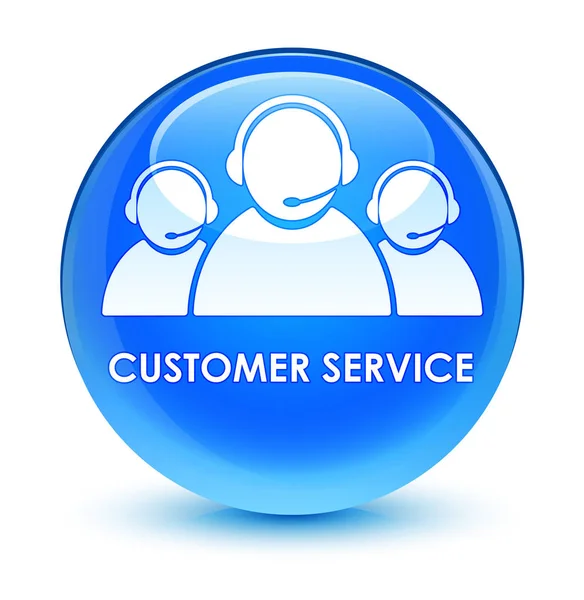 Customer service (team icon) glassy cyan blue round button