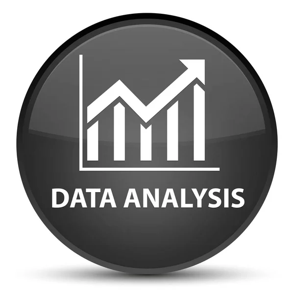 Analisis data (ikon statistik) tombol bundar hitam spesial — Stok Foto