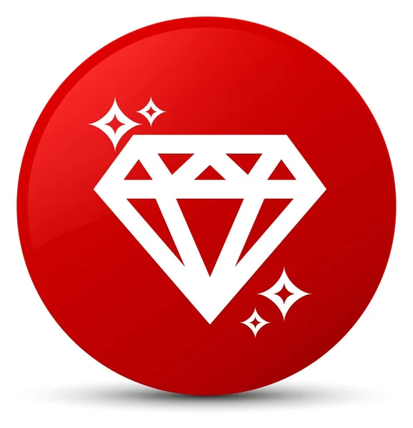 Icône diamant bouton rond rouge — Photo