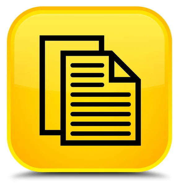 Dokumentum oldalak ikon külön sárga négyzet gomb — Stock Fotó