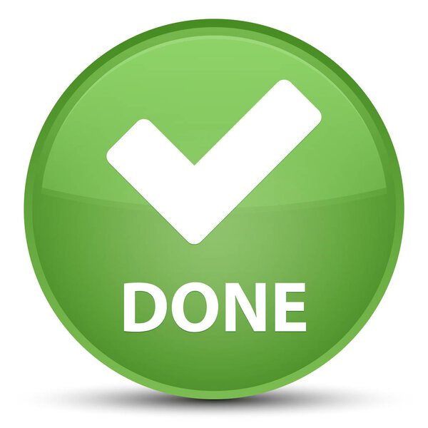 Done (validate icon) special soft green round button