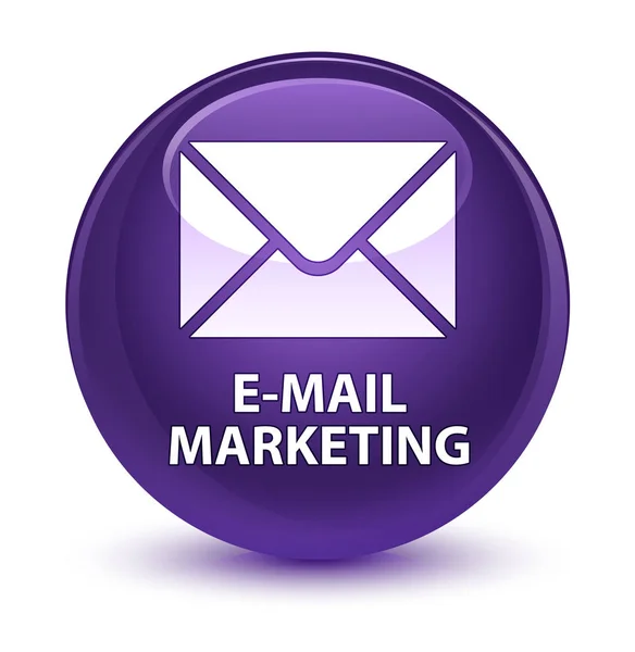 E-mail marketing vetro viola pulsante rotondo — Foto Stock