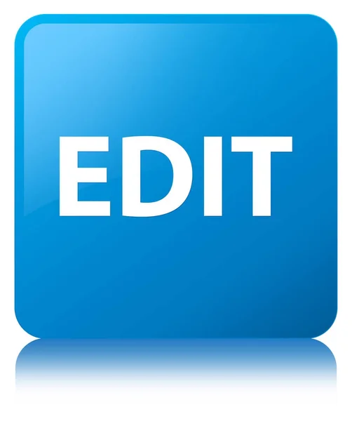 Editar botón cuadrado azul cian — Foto de Stock