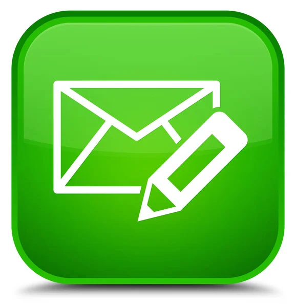 Επεξεργασία ηλεκτρονικό ταχυδρομείο εικονίδιο ειδική πράσινο τετράγωνο κουμπί — Φωτογραφία Αρχείου