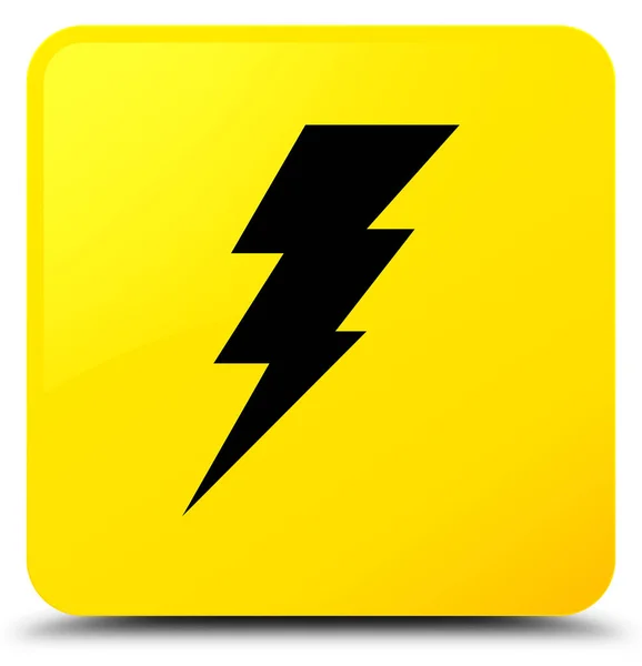 Tombol persegi kuning ikon listrik — Stok Foto