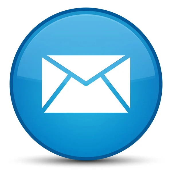 E-posta kutsal kişilerin resmi özel camgöbeği mavi yuvarlak düğme — Stok fotoğraf
